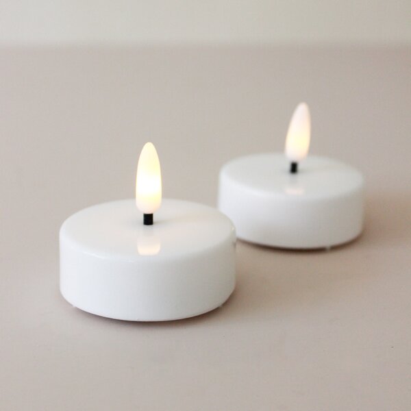 Čajová LED svíčka Flamme White 5,8 cm – set 2 ks