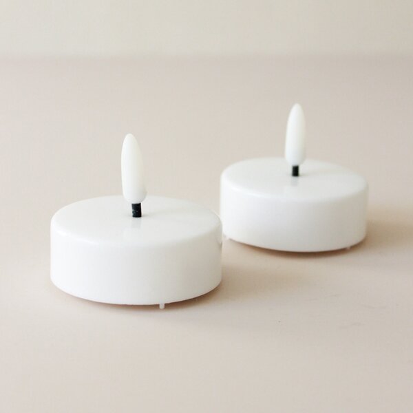 Čajová LED svíčka Flamme White 5,8 cm – set 2 ks