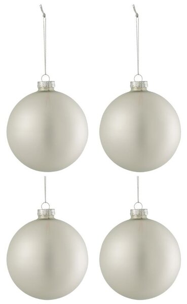 Set čtyř stříbrných skleněných vánočních ozdob J-Line Flo 10 cm