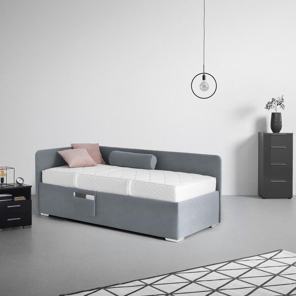 Postel Remi s bočnicemi 140x200, potah šedý