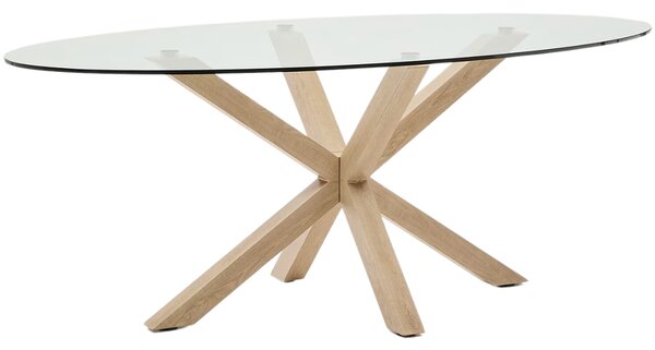 Skleněný jídelní stůl Kave Home Argo II. 200 x 100 cm s přírodní kovovou podnoží