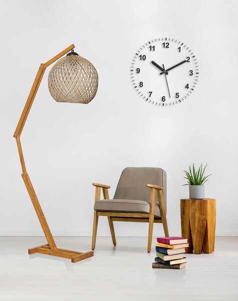 Opviq Stojací lampa Beehive z masivu ecru/hnědá