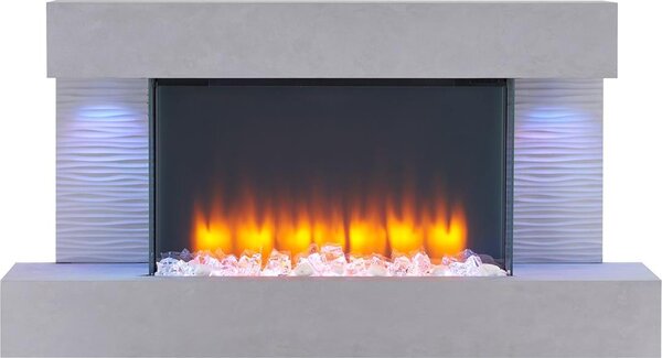 Elektrický krb BALDERIA Aieda – nástnný krb, výkon 2000 W – betonový vzhled