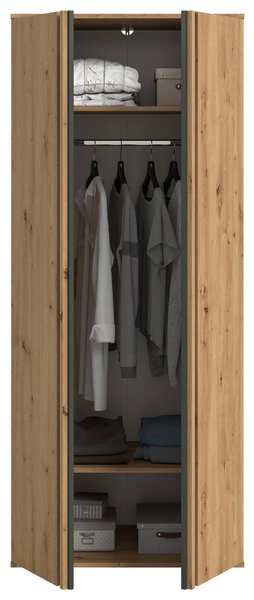 Skříň s otoč. dveřmi TOFTA š. 80 cm, antracit/dub Artisan