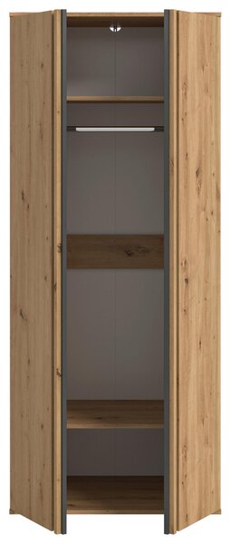 Skříň s otoč. dveřmi TOFTA š. 80 cm, antracit/dub Artisan
