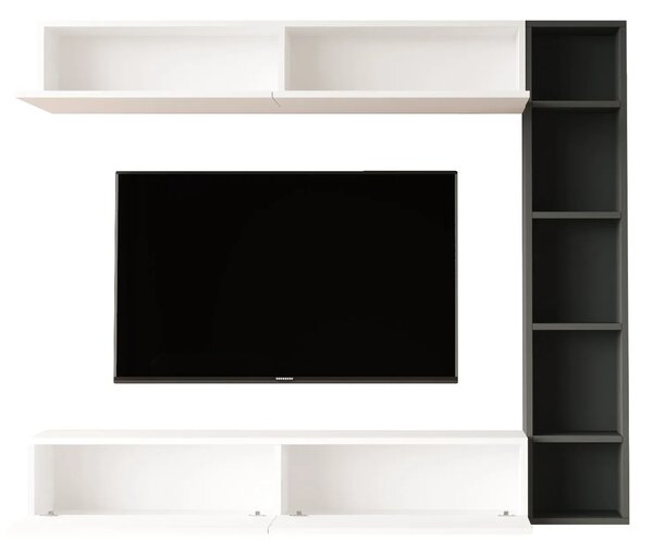 TV stěna Houseland Cohen bílá/antracitově šedá