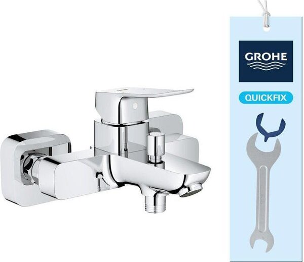 Nástnná vanová baterie, GROHE DICE, chrom, SilkMove, FastFixation, omezova prtoku