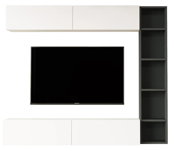 TV stěna Houseland Cohen bílá/antracitově šedá