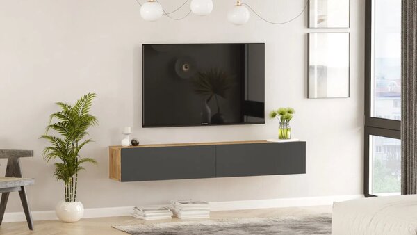 Závěsný televizní stolek Houseland Flipo borovice Atlantic/antracitově šedý