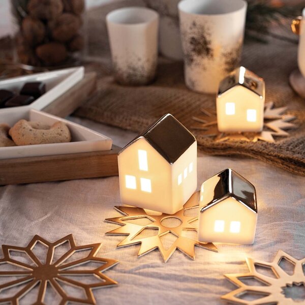Porcelánová mini LED lucerna Large House
