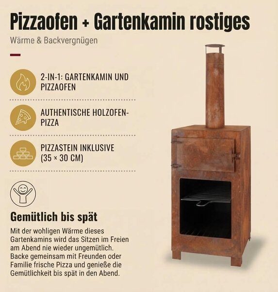 Pec na pizzu + Terasový sporák rezavé barvy