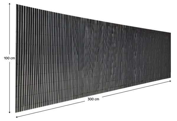 KONDELA Zahradní zástěna, černá, 300x100 cm, ABEO