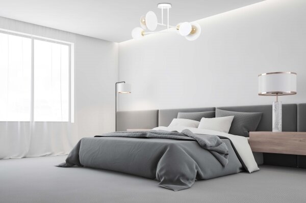 Lustr na tyči MINERVA 2xE27/15W + 2xE14/10W/230V bílá
