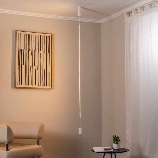 Nowodvorski Lighting Závěsné světlo LED VERTIC, bílé, kov, 19 W, 3 000 K, Bílá / opál, Obývací pokoj / jídelna, Hliník, Moderní