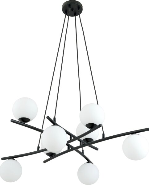 Lustr na lanku ESSA 8xE14/10W/230V černá/bílá