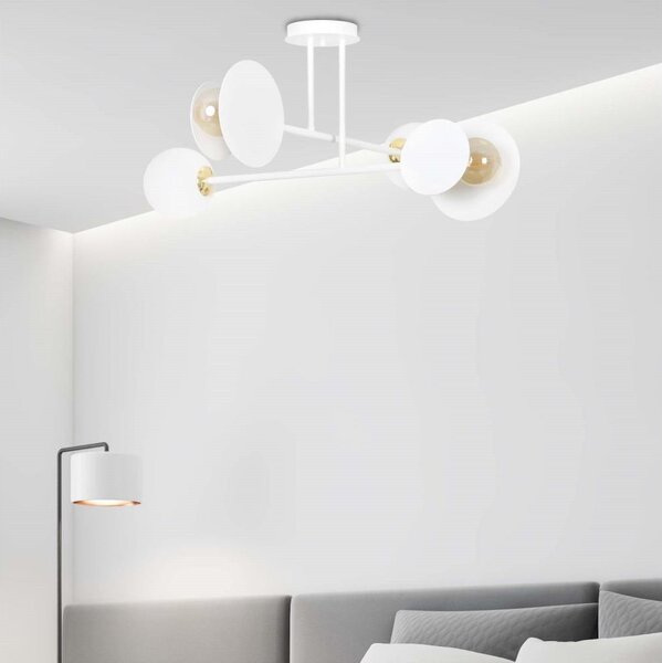 Lustr na tyči MINERVA 2xE27/15W + 2xE14/10W/230V bílá