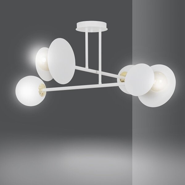 Lustr na tyči MINERVA 2xE27/15W + 2xE14/10W/230V bílá