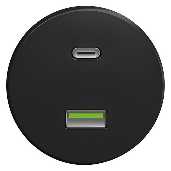 Kliklap - Retro USB zásuvka A+C bez rámečku černá
