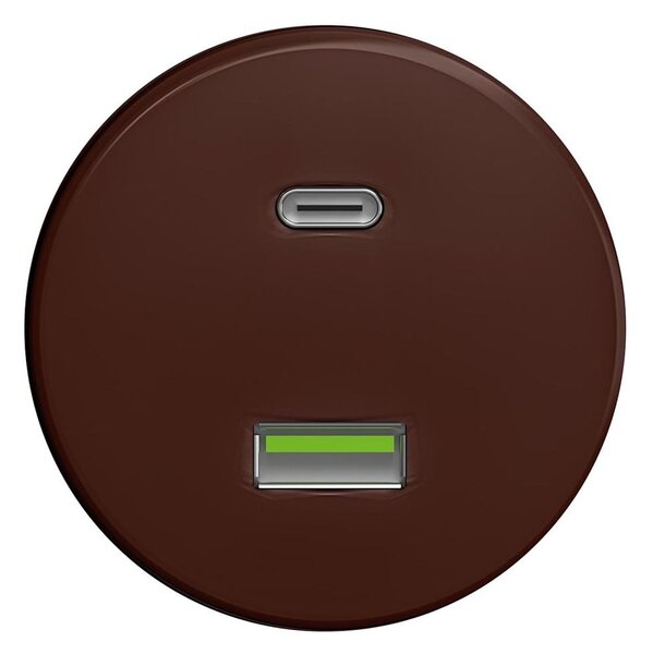Kliklap - Retro USB zásuvka A+C bez rámečku hnědá