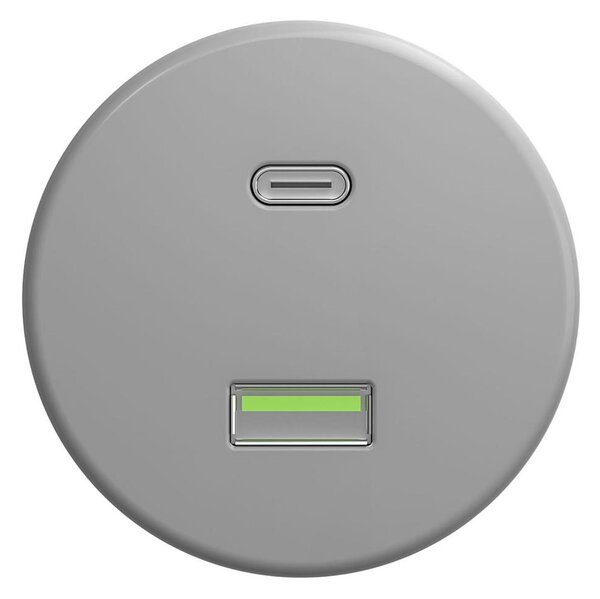 Kliklap - Retro USB zásuvka A+C bez rámečku šedá