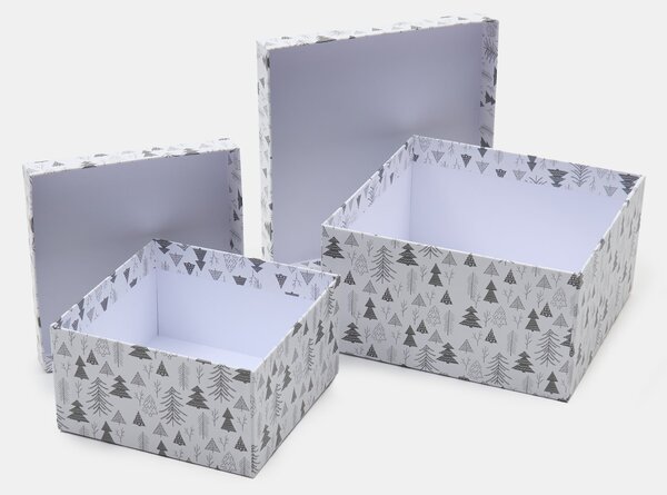 Sinsay - Vánoční dárkové krabice s potiskem vánočních stromků 2 pack - sříbrná