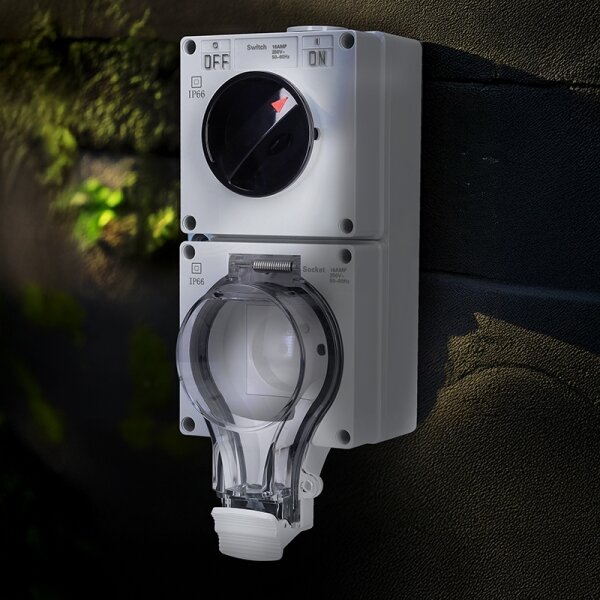 Solight 5B351 - Zásuvka do vlhkého prostředí s vypínačem 230V/16A IP66
