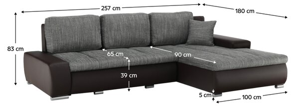 KONDELA Rohová sedací souprava, hnědá / hnědošedý melír, TRAMP