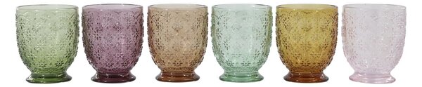 Set 6ks barevných skleniček na vodu Saint-Émilion - Ø 8*10 cm / 250ml - Chic Antique