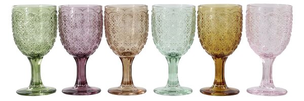Set 6ks barevných skleniček na víno Saint-Émilion - Ø 7,5*16 cm / 250ml - Chic Antique