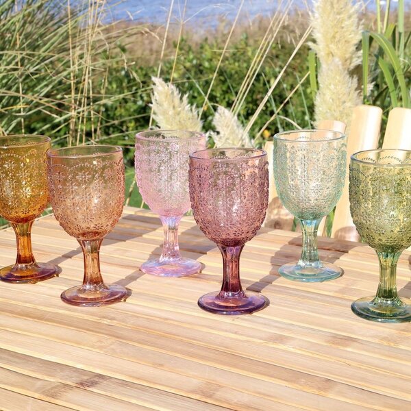 Set 6ks barevných skleniček na víno Saint-Émilion - Ø 7,5*16 cm / 250ml - Chic Antique