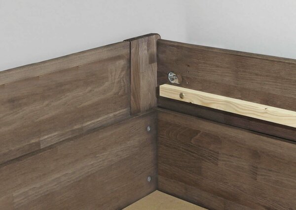 Dřevěná válenda dvoulůžko s úložným prostorem FUTON, masiv buk
