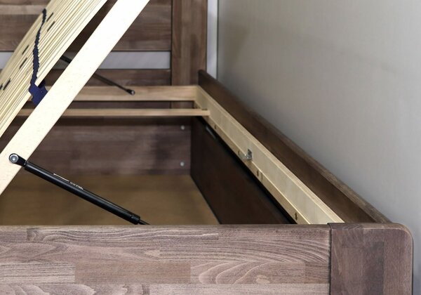 Dřevěná válenda dvoulůžko s úložným prostorem FUTON, masiv buk