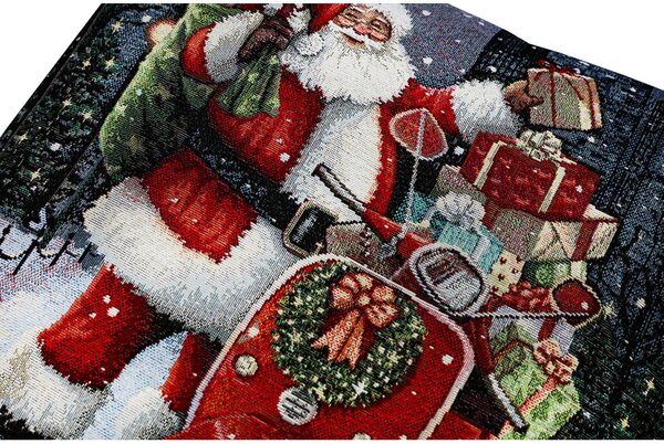 Vánoční gobelínové povlečení na polštář – Santa Claus na skútru s dárky Barva Vícebarevná Rozměry 42x42 cm