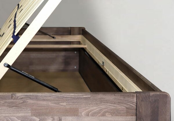 Dřevěná válenda jednolůžko s úložným prostorem FUTON, masiv buk