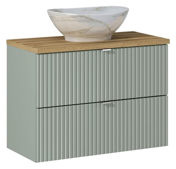 Koupelnová skříňka s umyvadlem a deskou LINE Reed Green DU80/2 | 80 cm