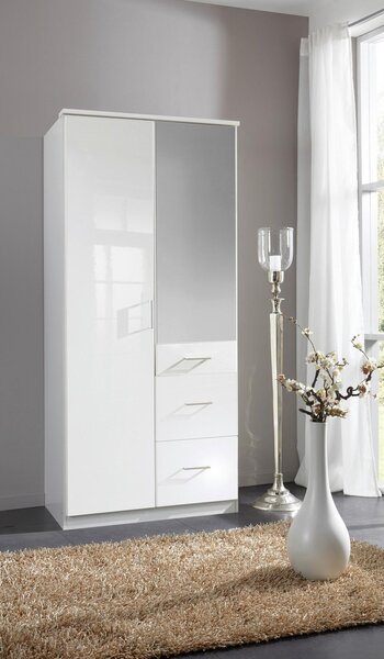 Šatní skříň CLACK bílá vysoký lesk 91cm