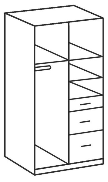 Šatní skříň CLACK bílá vysoký lesk 91cm