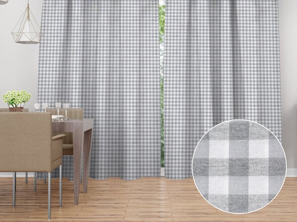 Biante Dekorační závěs Rebeka RE-019 Šedo-bílá kostka střední 130x140 cm