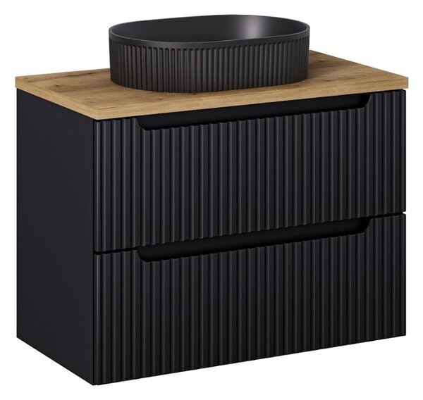 Koupelnová skříňka s umyvadlem a deskou NOVA Black DU80/1 | 80 cm