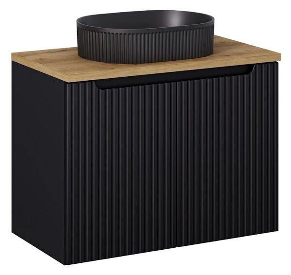 Koupelnová skříňka s umyvadlem a deskou NOVA Black DU80/3 | 80 cm