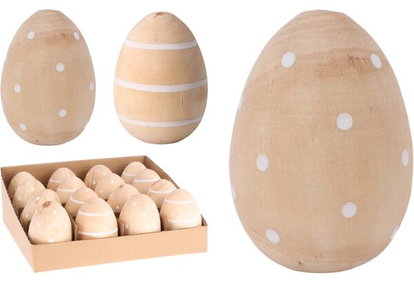 Kraslice přírodní dřevo 5×5×7 cm – puntík, proužek Druh: puntík