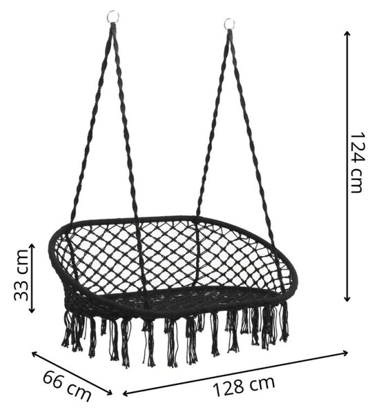 Dvoumístné závěsné houpací křeslo SPRINGOS SPR0048 černé