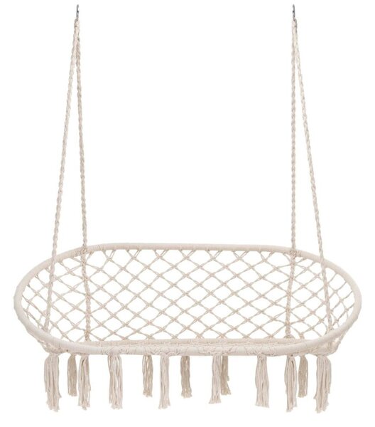 Dvoumístné závěsné houpací křeslo SPRINGOS SPR0049 béžovo-šedé