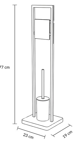 WC štětka s držákem na toaletní papír ARLE, 77 cm – černá