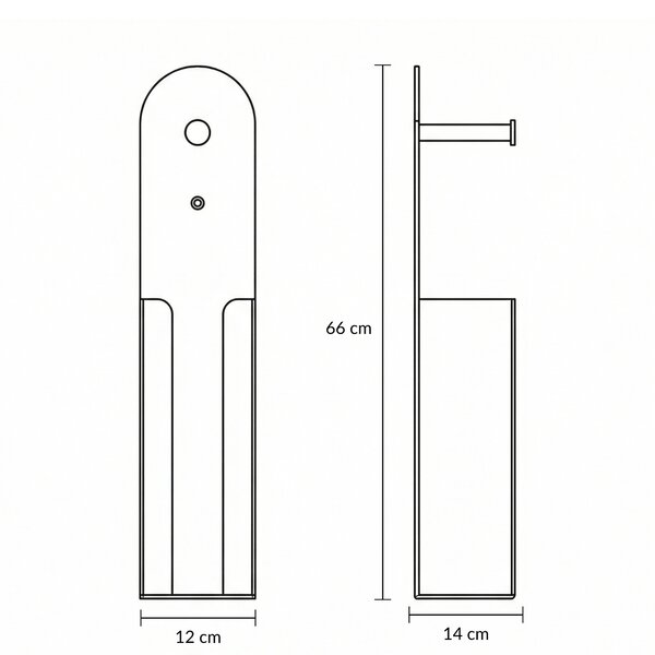 Stojan na toaletní papír s držákem URVA, 66 cm – černý