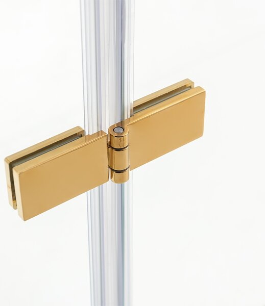 BPS-koupelny Zalamovací otočné sprchové dveře SH01B GL 90 zlatá/transparent pro instalaci do niky - bez vaničky