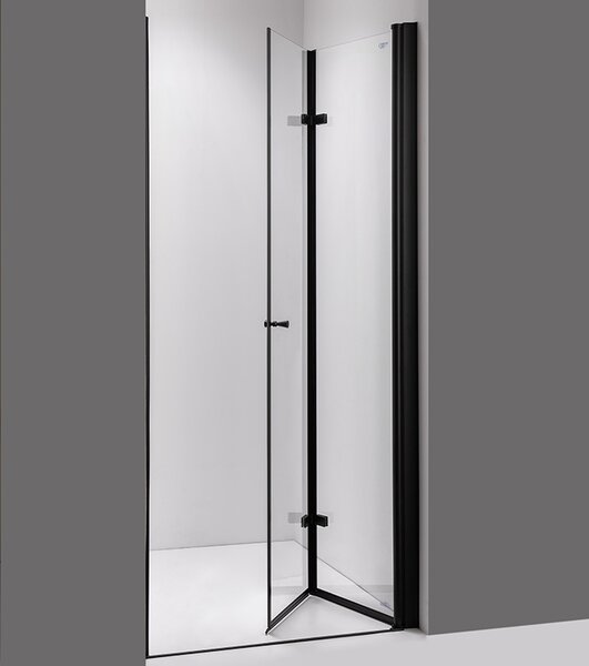 BPS-koupelny Zalamovací otočné sprchové dveře SH01B BL 90 černá/transparent pro instalaci do niky - bez vaničky