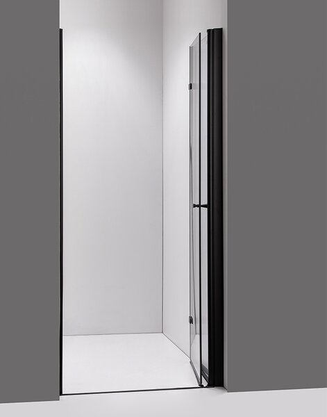 BPS-koupelny Zalamovací otočné sprchové dveře SH01B BL 90 černá/transparent pro instalaci do niky - bez vaničky