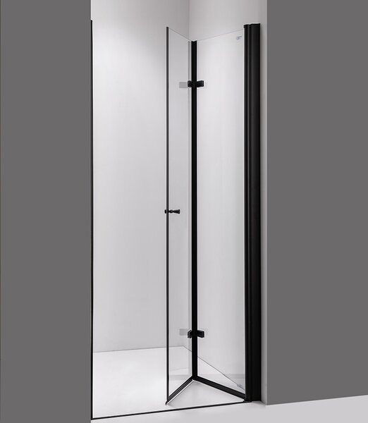 BPS-koupelny Zalamovací otočné sprchové dveře SH01B BL 90 černá/transparent pro instalaci do niky - bez vaničky