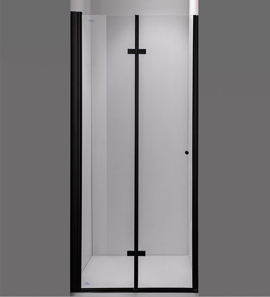 BPS-koupelny Zalamovací otočné sprchové dveře SH01B BL 90 černá/transparent pro instalaci do niky - bez vaničky